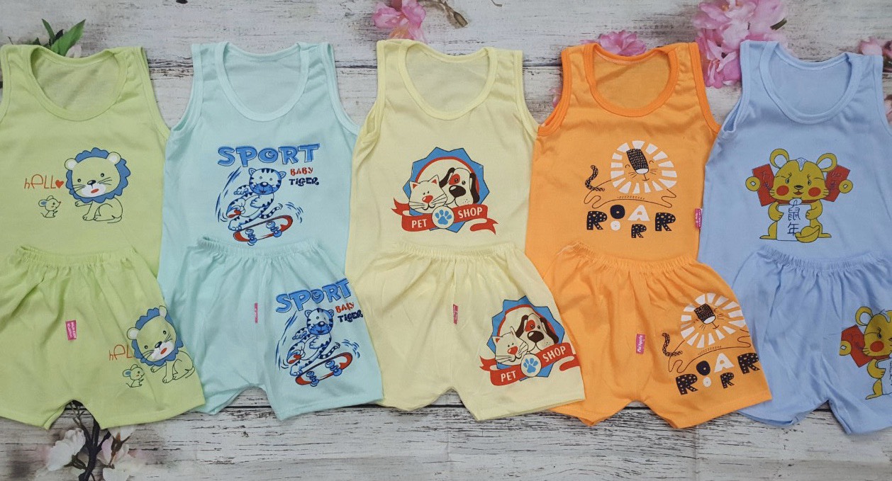 Set 5 bộ ba lỗ bé trai/ bé gái mẫu mới toanh