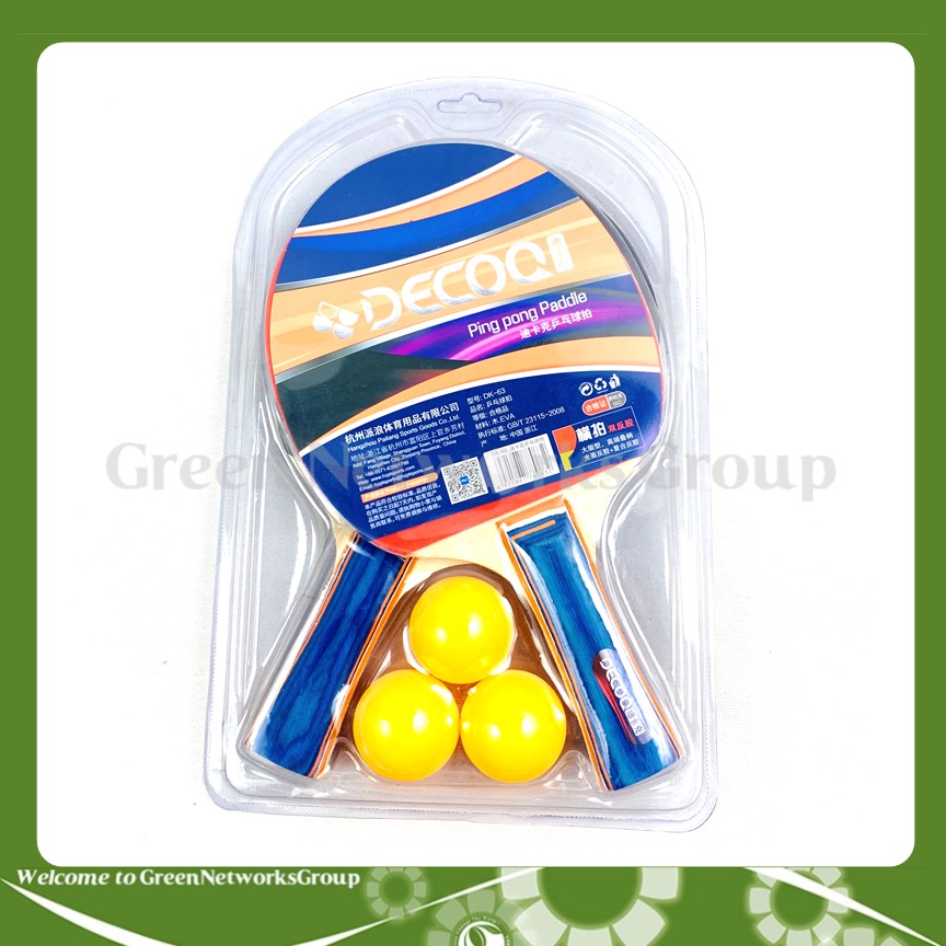 Bộ 2 vợt bóng bàn DECOQ tặng kèm 3 trái bóng tập Greennetworks