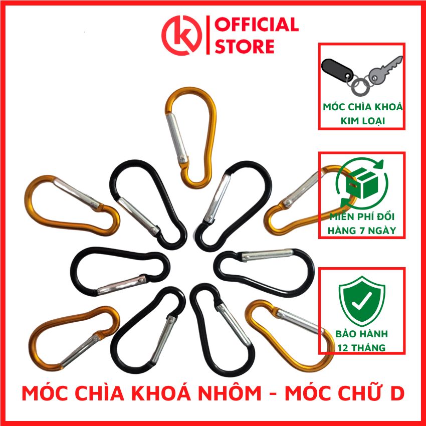 Móc khoá nhôm móc khoá chữ d, móc khoá kim loại mạ tĩnh điện tiện lợi đa năng kazak shop