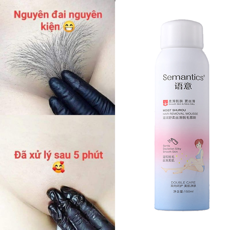 Kem Triệt Dạng Xịt không đau Kem tẩy lông Mousse Removal Mousse Spray 150ml Kem tẩy lông toàn thân Kem Xịt Tẩy Lông Tay Xịt tẩy lông thân mật Lông Chân Nách Vùng Kín Dịu Nhẹ, tẩy lông nhẹ nhàng, an toàn và không gây kích ứng, chóng cho làn