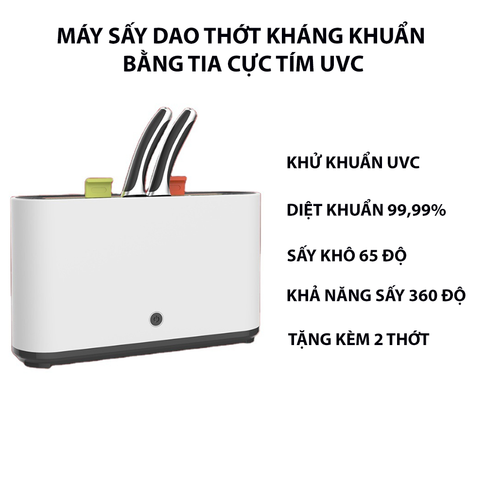 Máy sấy dao thớt kháng khuẩn bằng tia cực tím uvc, sấy khô 65 độ, tặng kèm 2 thớt msd00