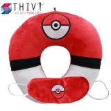 Bộ gối chữ U và bịt mắt tạo hình Pokermon Go 03 - THIVI (Quả địa cầu - Đỏ Trắng)