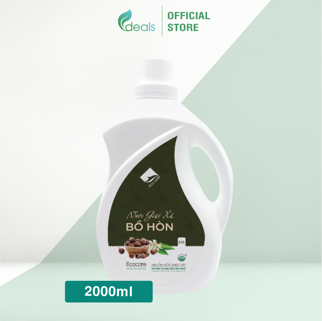 Nước giặt xả hữu cơ Bồ Hòn tinh dầu Hoa Bưởi ECOCARE 2 lít - An toàn cho bé - Bền màu, giữ dáng, làm mềm vải