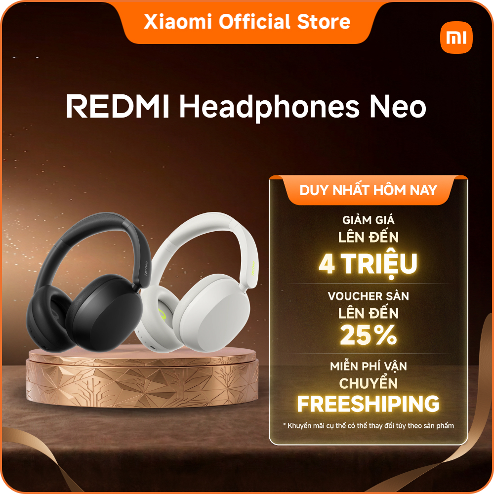 Tai nghe chụp tai không dây Xiaomi REDMI Headphones Neo | Lên đến 42dB Adaptive ANC | Khử ồn AI ba mic cho cuộc gọi rõ ràng | Thời lượng pin bền bỉ 72 giờ
