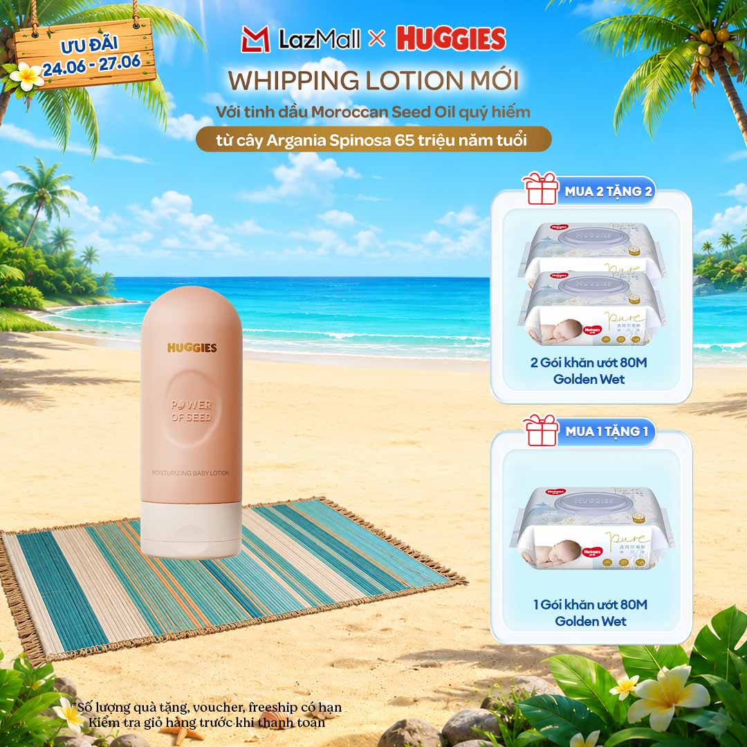 [Chỉ 25-29.06 Mua 1 tặng 1] Kem dưỡng ẩm cho bé Huggies Power of Seed 150g MỚI với tinh chất Moroccan Seed oil quý hiếm