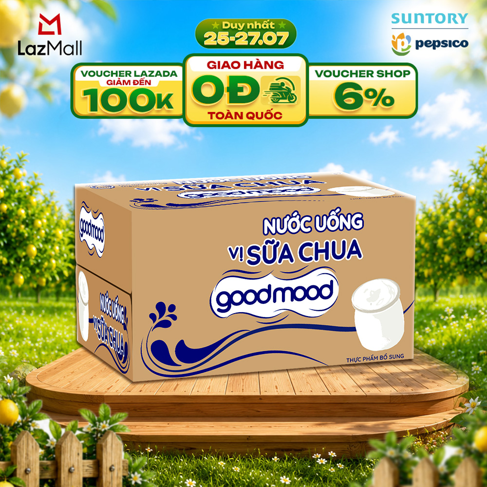Thùng 24 Chai Nước Uống Vị Sữa Chua Goodmood (450ml/chai)