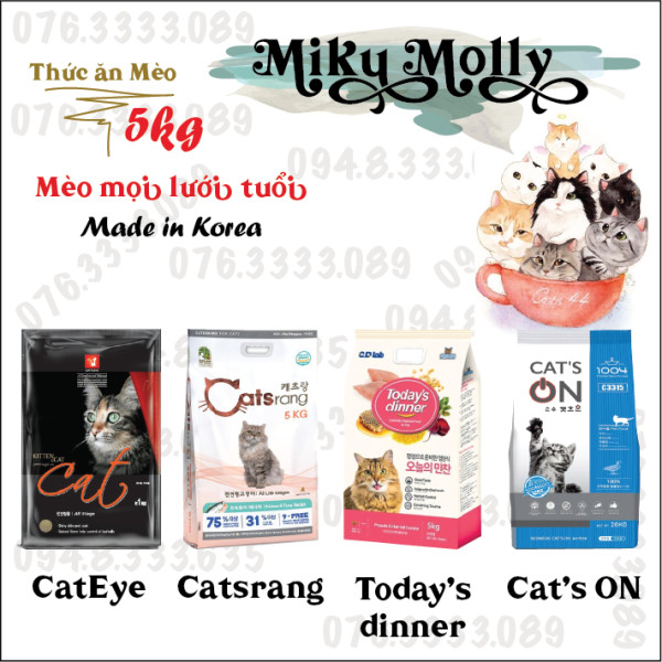 Tổng thức ăn hạt khô cho mèo mọi lứa tuổi 5kg - Catseye / Catsrang / Today's Dinner / Catson