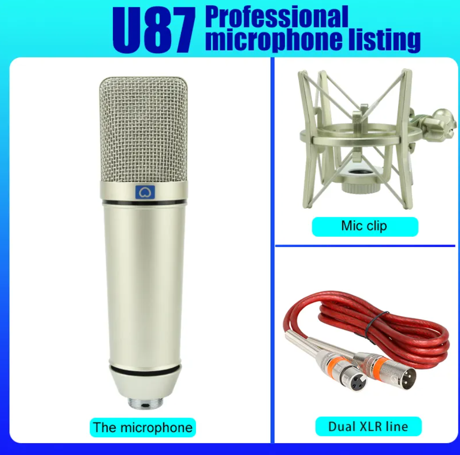 Micro Thu Âm Karaoke Có Dây, Micro Thu Âm U87 Cao Cấp, Hát Karaoke, Hát Live Stream, Âm Thanh Chuẩn Phòng Thu Lọc Tiếng Ồn, Thiết Kế Sang Trọng, Đẳng Cấp.