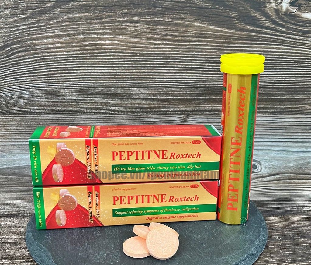 Viên sủi PEPTITNE hỗ trợ giảm các triệu chứng khó tiêu, đầy hơi – 1 TUÝP 20 VIÊN