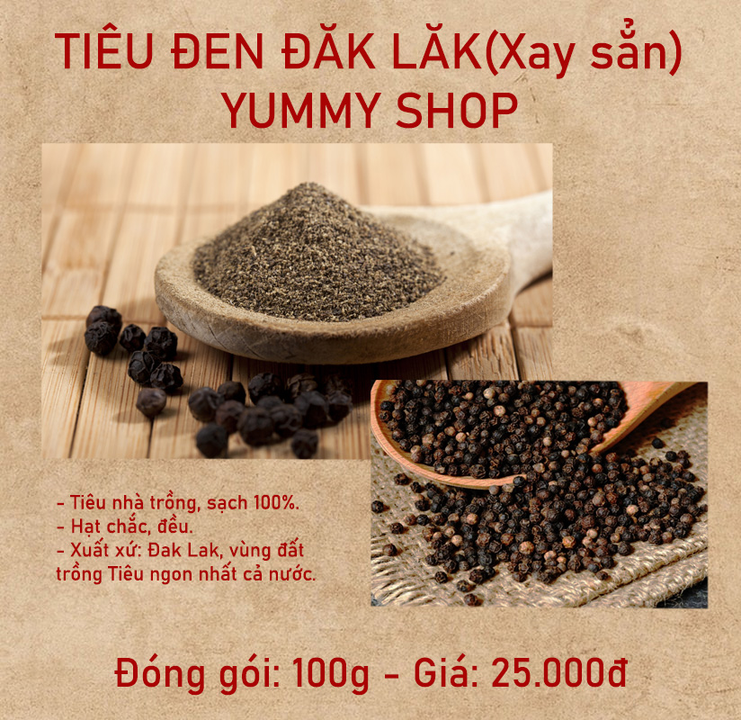 100g Tiêu đen Đăk Lăk xay sẳn cay nồng thơm ngon - Yummy Shop