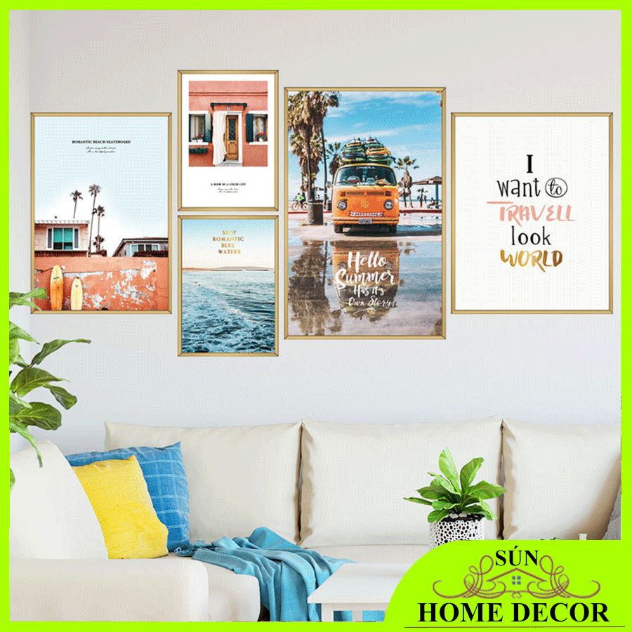 [SET 5 TRANH] Decal dán tường cảnh du lịch, tranh trang trí phòng khách, phòng ngủ đẹp
