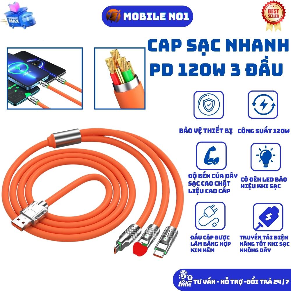 Cáp Sạc Nhanh , cap sạc nhanh 3 trong 1, Mobileno1