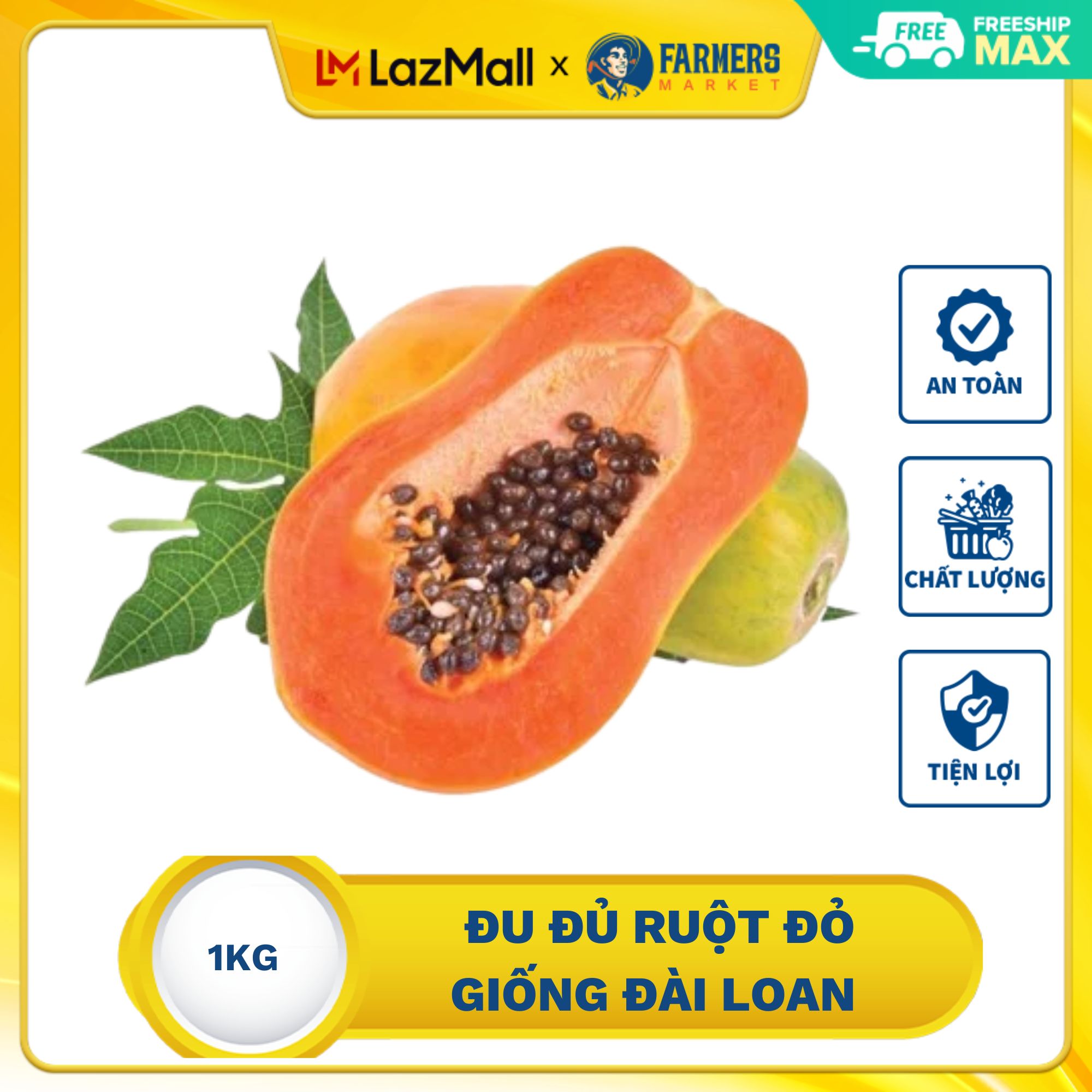 [Giao nội thành HCM] Đu đủ ruột đỏ giống Đài Loan - 1Kg