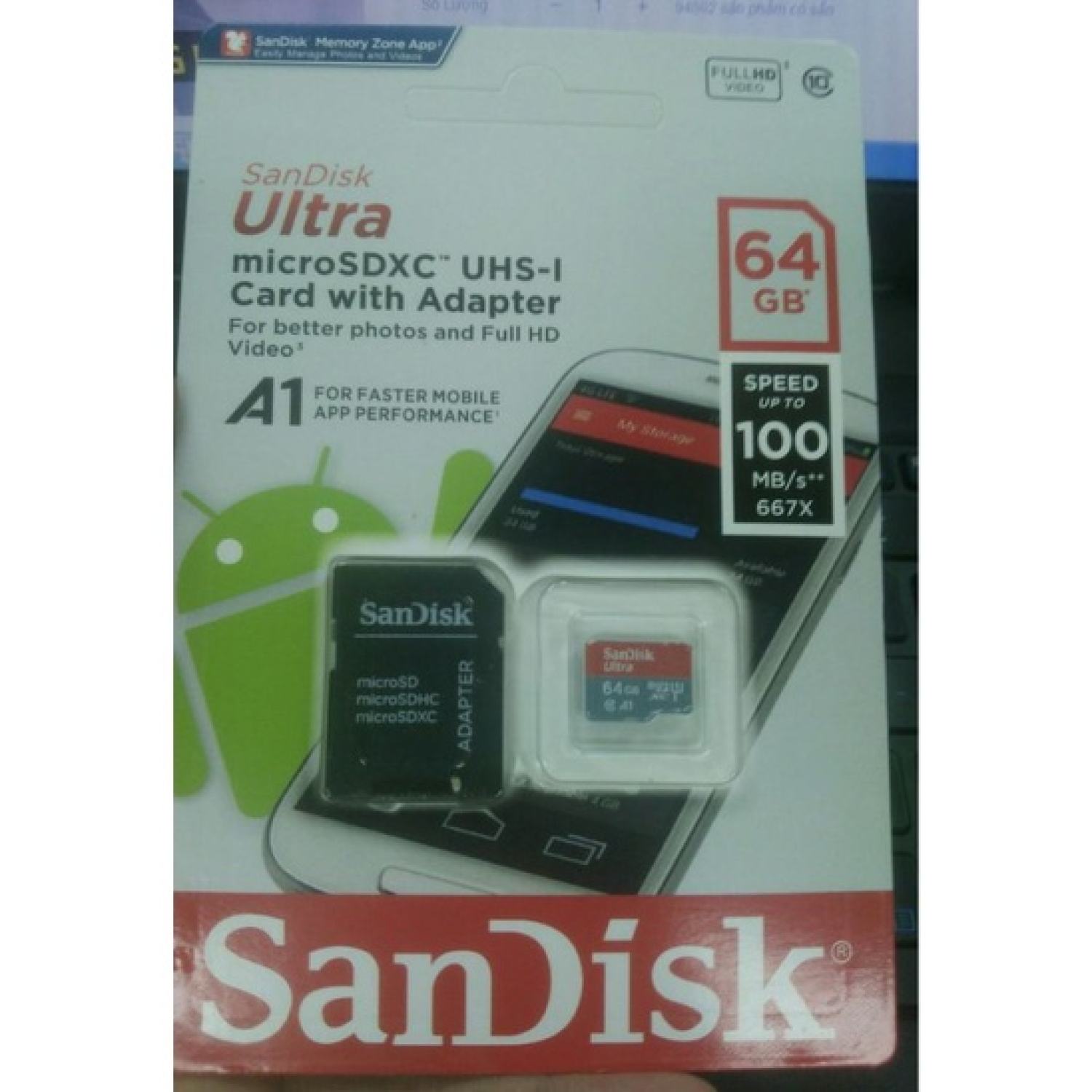 Thẻ nhớ microsdhc sandisk ultra 32gb, 64gb upto 100mb/s 667x 100mb/s