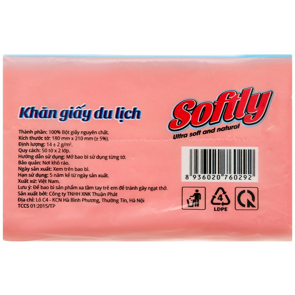 Khăn giấy du lịch softly 50 tờ - 2 lớp