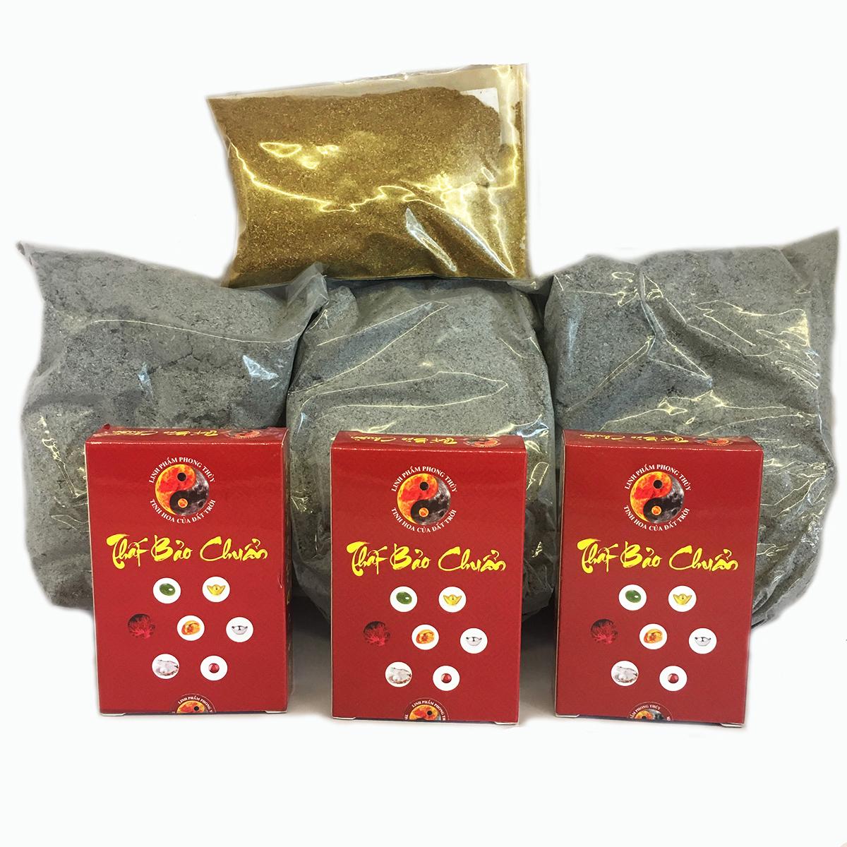 (Combo) Ba bộ thất bảo chuẩn thờ thần tài thổ địa + Tro nếp + Bột thơm ngũ vị bao sái