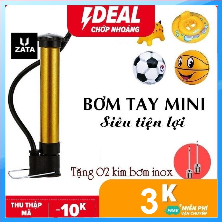 Bơm Mini Bền Đẹp, bơm Bóng Đá, Bóng Bay, Xe Đạp, tiện dụng, gọn nhẹ thích hợp mang đi xa Zata VN
