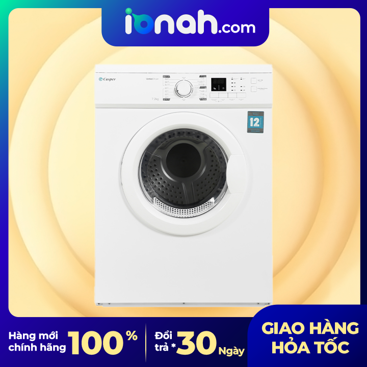 Máy sấy quần áo Casper 7.2 kg TD72VWD Máy sấy thông hơi Máy sấy