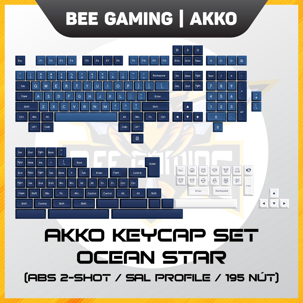 [Mã SKAMSALE08 giảm 10% đơn 200k] Bộ keycap AKKO – Ocean Star (Chất liệu ABS Double-Shot / SAL profile / 195 nút)