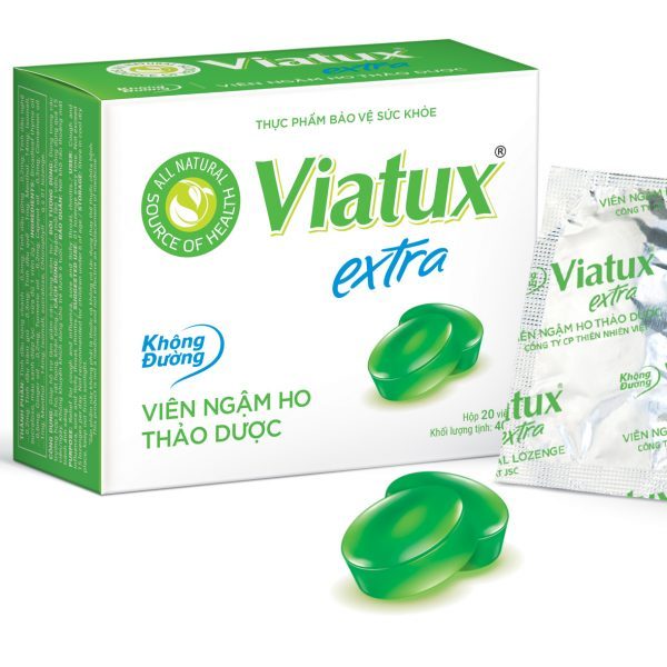 Kẹo Ngậm Không Đường Giảm Ho Khàn Tiếng Vietnat Viatux Extra - Hộp 20 Viên