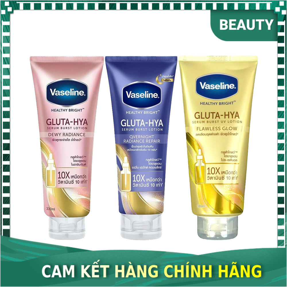 Kem Sữa Dưỡng Body Vaseline Healthy Bright Gluta HYA Serum, Kem dưỡng da tay Vaseline Thái Lan 330ml