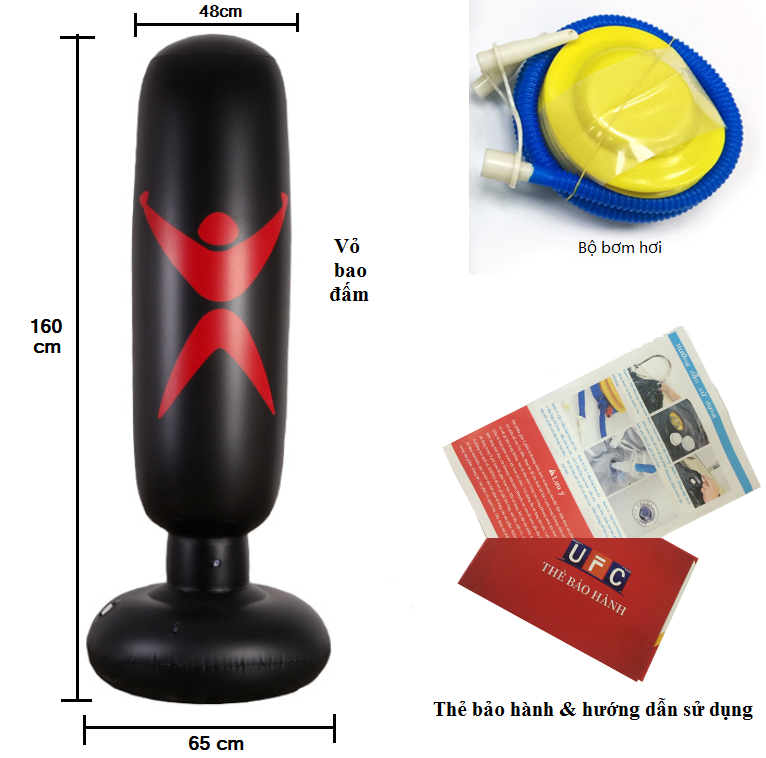 Trụ đấm hơi boxing cao cấp kèm bộ bơm hơi chiều cao 1.7m