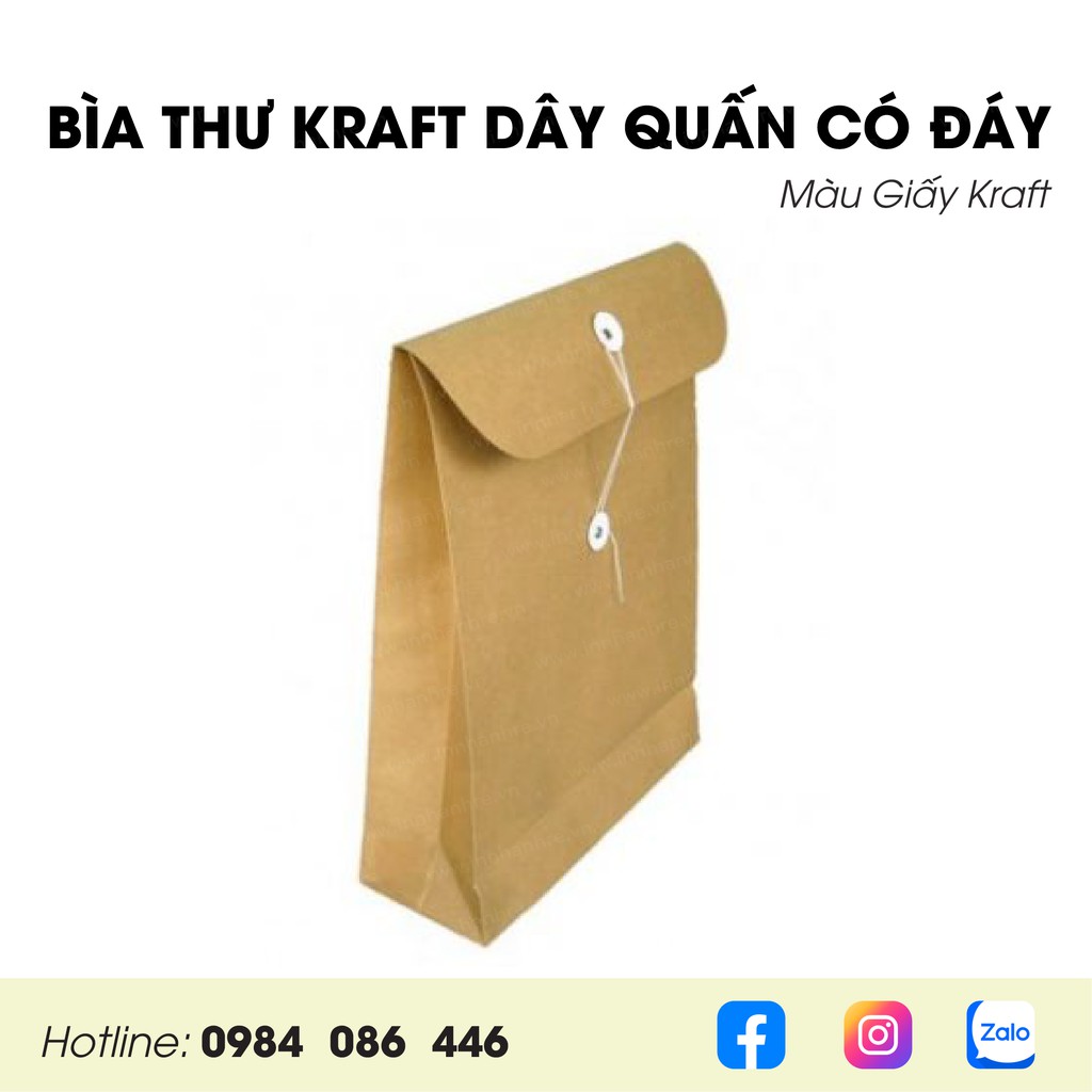 100 cái bao thư kraft không in a4 đựng hồ sơ có dây quấn
