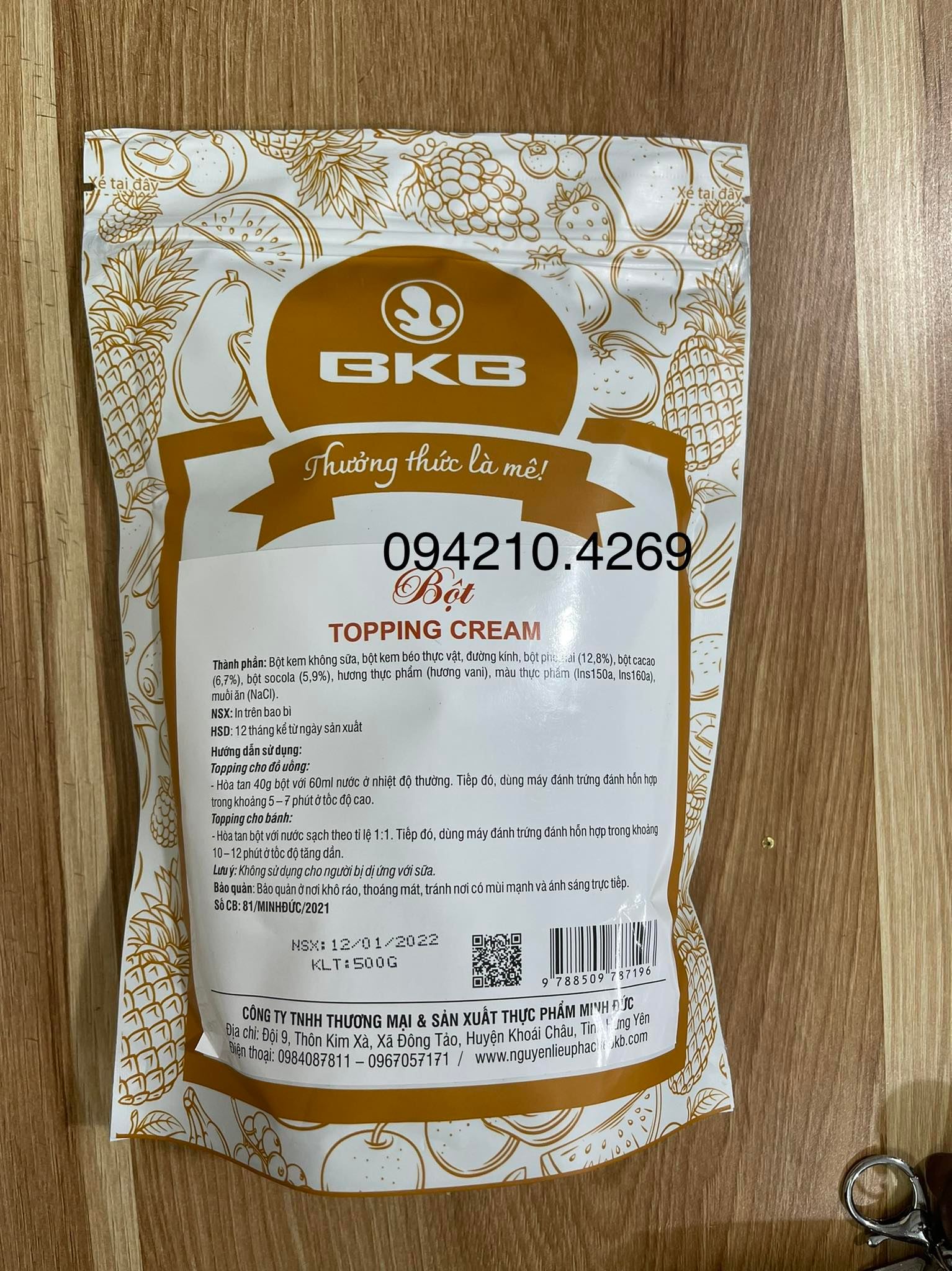 Bột kem topping cream bkb gói 500g- thay thế kem topping base rich cực kỳ tiện lợi