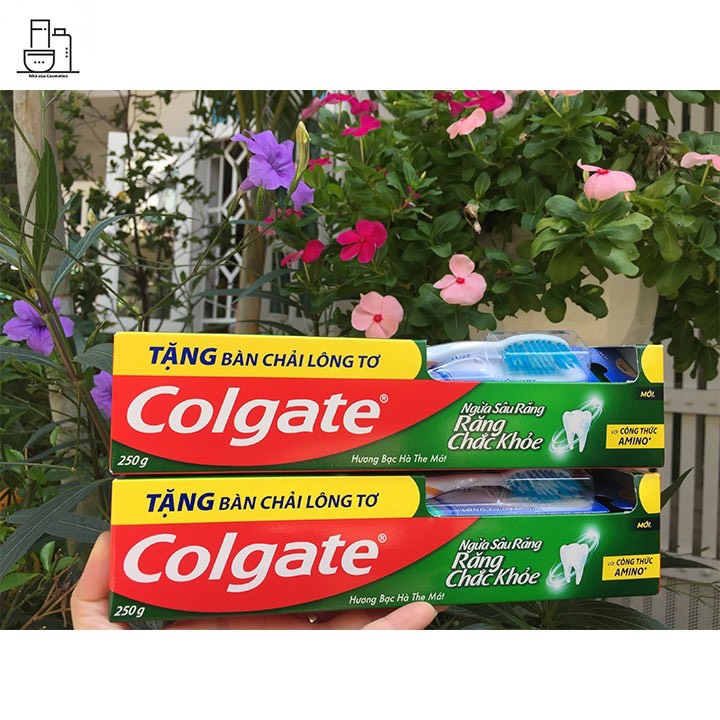 Kem Đánh Răng Colgate Bạc Hà Mát Lạnh 225g Tặng Bàn Chải Lông Tơ