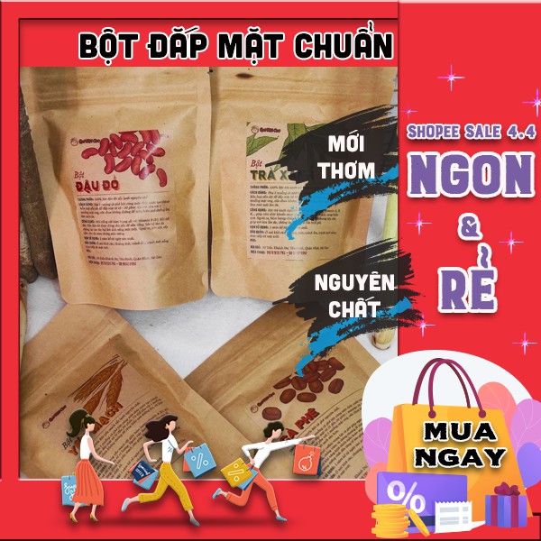 Bột mặt nạ mask 10 loại nguyên chất: bột trà xanh bột đậu đỏ bột yến mạch 100g - handmade by quê một cục