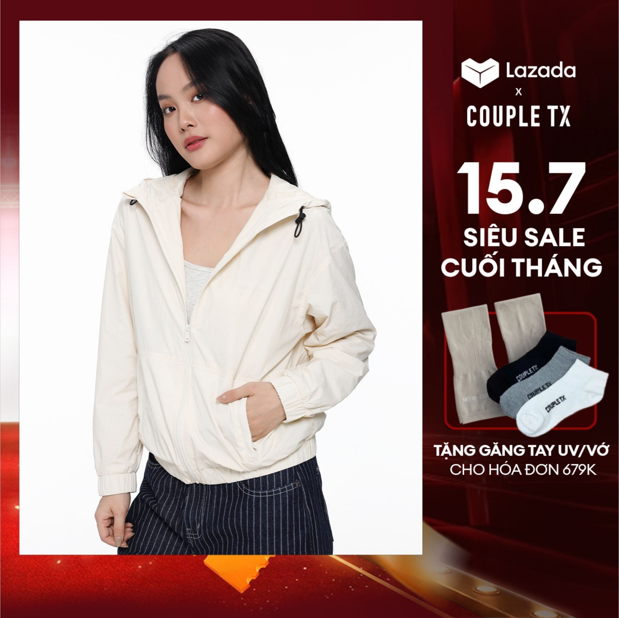 Áo Khoác Dù Nữ Couple TX Form Relax 2 Lớp WOP 2099