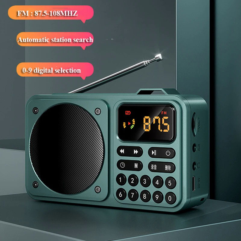Máy Thu Radio FM di động  hoài cổ Loa Bluetooth cổ điển Máy nghe nhạc MP3 USB Thẻ TF hỗ trợ bật/tắt hẹn giờ