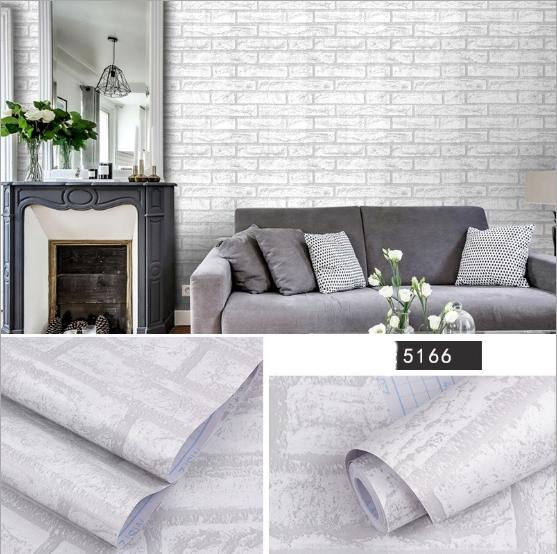 10M GIẤY DÁN TƯỜNG GIẢ GẠCH TRẮNG KEO SẴN KHỔ 45CM GDT_5166