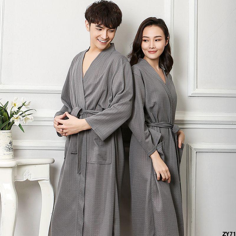 Đồ mặc nhà đồ ngủ áo choàng ngủ áo choàng tắm kiểu mỏng nam nữ dáng dài vừa thấm nước áo choàng tắm mùa hè áo choàng ngủ mùa xuân thu cặp đôi