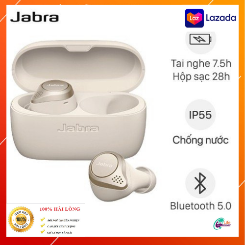Tai nghe Bluetooth True Wireless Jabra Elite 75T - Nhét Tai Không Dây - Chất Âm Thanh Cao Âm Trầm Mạnh Mẽ - Sử Dụng Tối Đa 28h - Chống Nước Chống Bụi IP55 -Thiết Kế Thời Trang, Nhỏ Gọn, Đeo Hợp Tai - Bảo Hành 12 Tháng.