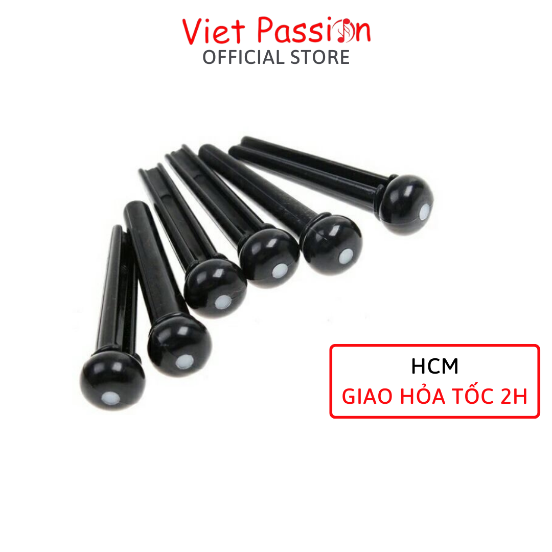 Chốt đàn guitar acoustic chốt giữ dây đàn ghi ta dây sắt Nhựa màu đen 1 chiếc Viet Passion HCM