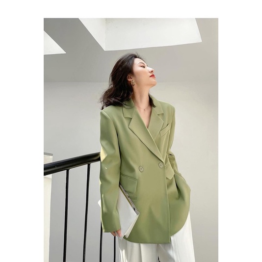 Áo Khoác Blazer Xanh Hàng Thiết Kế Thương Hiệu Quynh Design