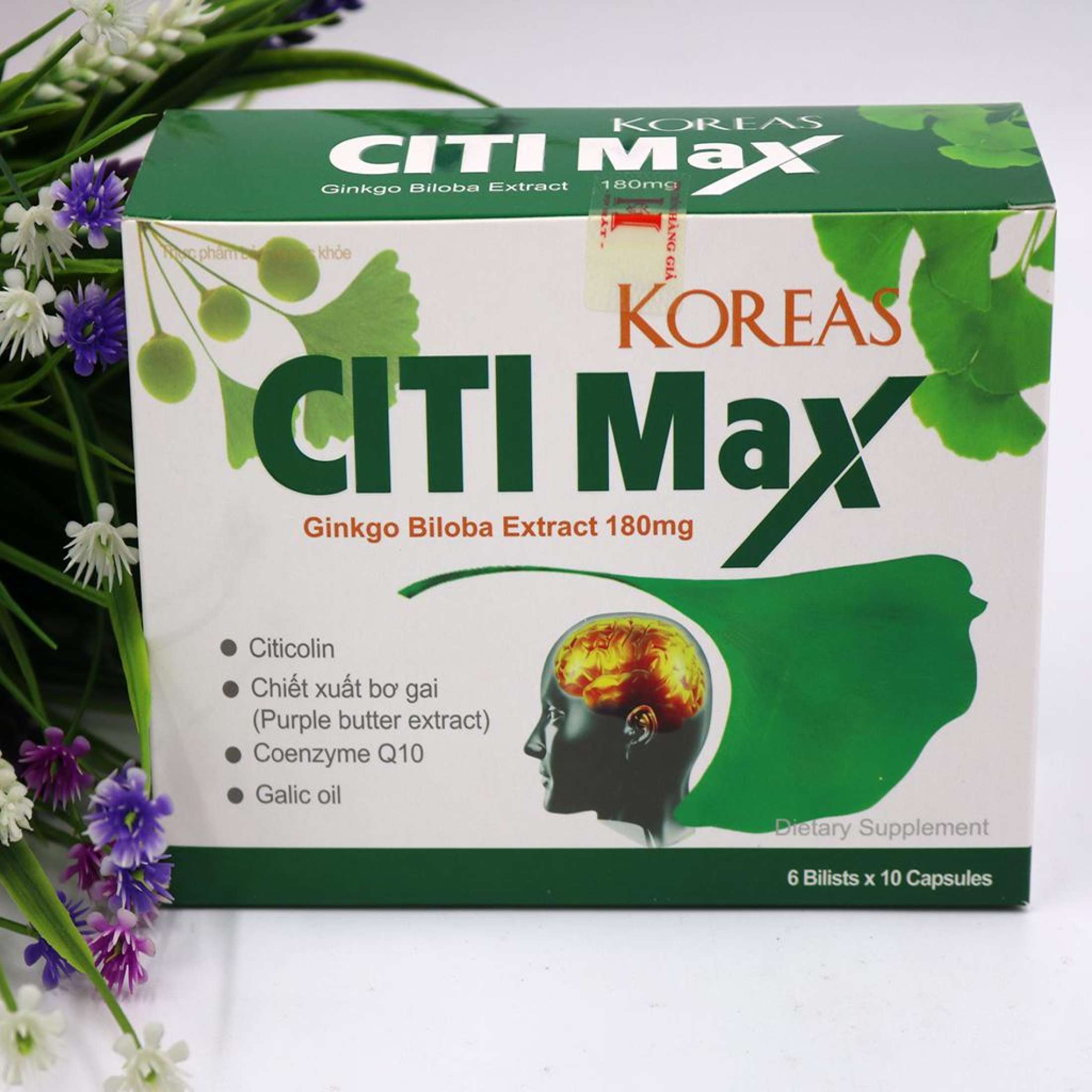 Viên uống Koreas Citi Max - Hoạt Huyết Dưỡng Não, Cải Thiện Tình Trạng Mất Ngủ, Đau Đầu, Suy Giảm Trí Nhớ ( Hộp 60 viên)