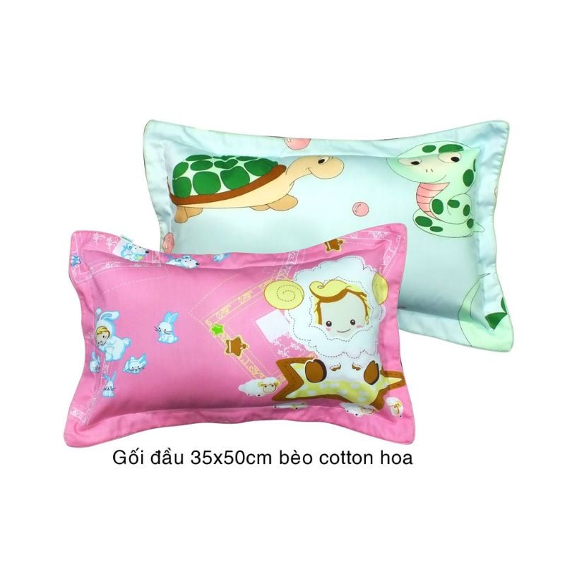 Gối đầu cho bé Hometex (30x40, 30x50), gối nằm trẻ em cotton hoa có bèo Hometex
