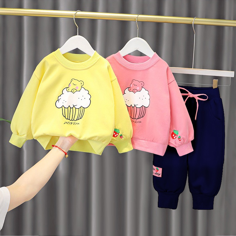 Bộ quần áo thu đông cho bé gái, bé trai CUPCAKE siêu dễ thương chất nỉ bông cực đẹp cho bé từ 11-40kg