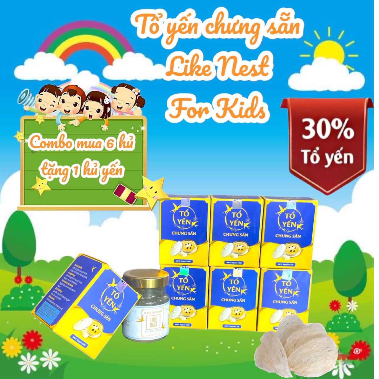 Hũ yến sào kids like nest dành cho trẻ em 30% yến nguyên chất