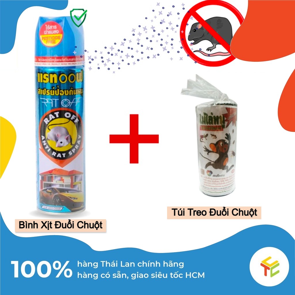 Combo đuổi chuột hiệu quả: bình xịt chuột rat off + túi đuổi chuột thái lan
