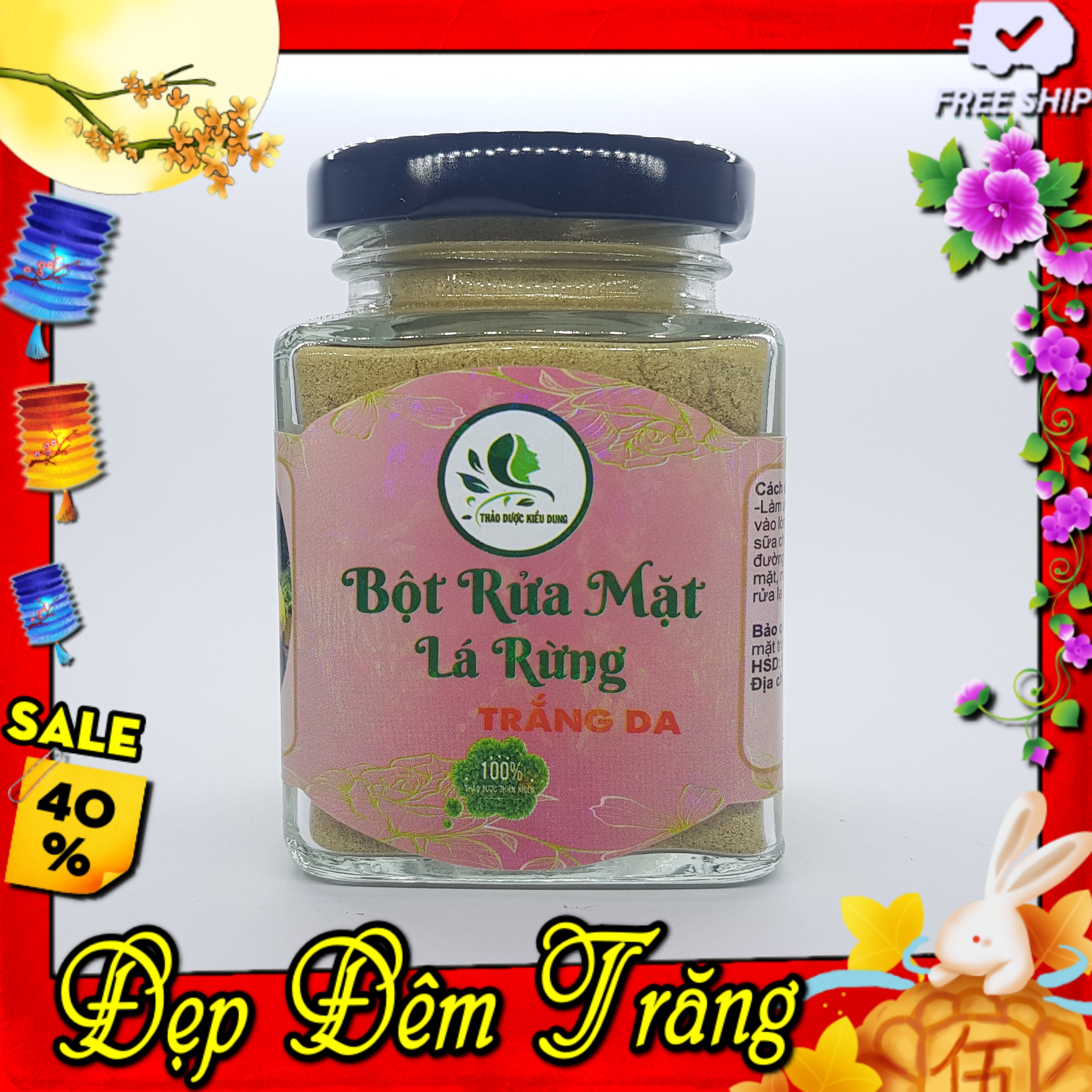 Bột Lá rừng rửa mặt tự nhiên (Làm giảm mụn, nám và tàn nhang,se khít lỗ chân lông,xóa mờ vết thêm ngay lần đầu sử dung, hàng chính hãng,100% tự nhiên) .