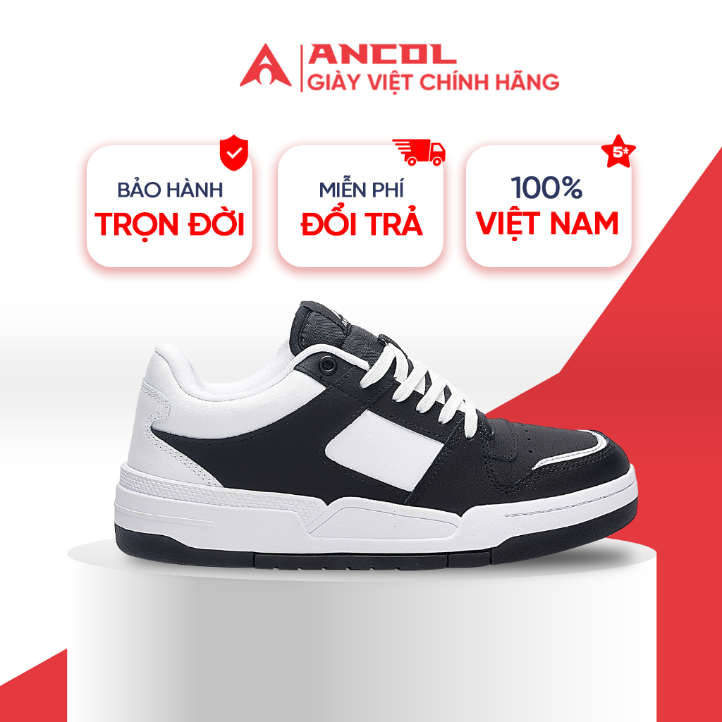 {Siêu cuối tháng} Giày sneaker thời trang Ancol Xtreme Choco cho Nam Nữ Size 38-44, chất liệu da bò thật 100%, miếng lót giày Eva, đế cao su tái chế êm chân, có lỗ thoáng khí.