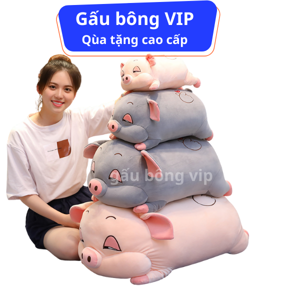 Gấu bông heo mắt híp gấu bông vip tphcm, thú bông heo mắt hí buồn ngủ, gấu bông heo xám, gấu bông heo hồng, gấu bông hình con lợn, to khổng lồ qùa tặng cao cấp