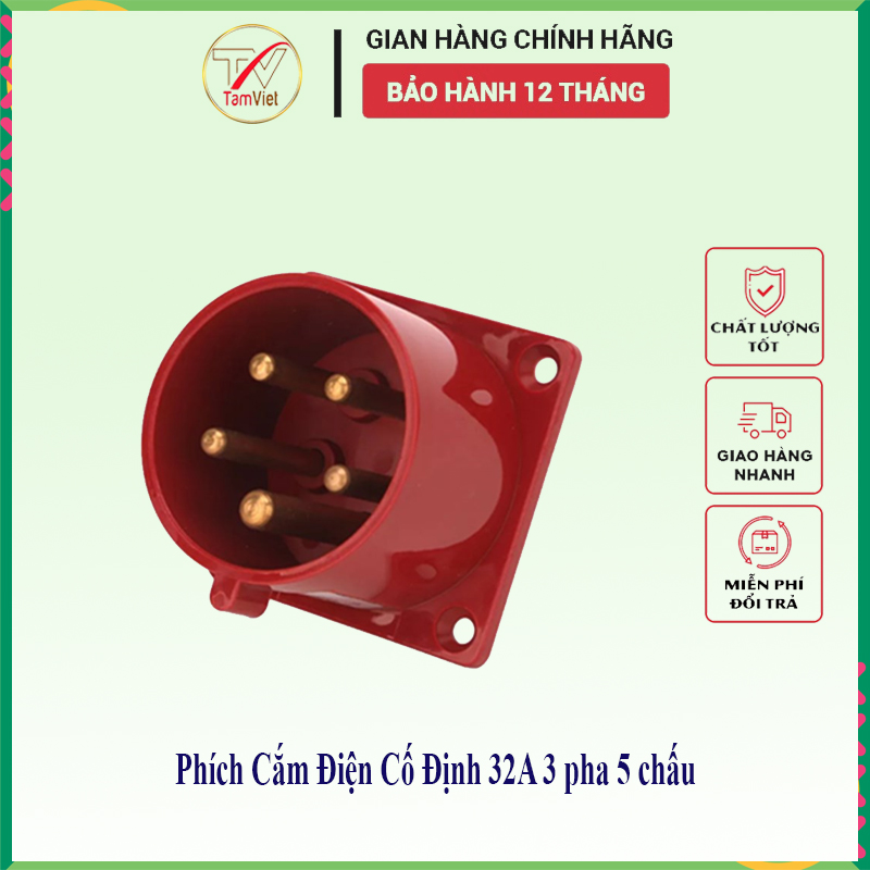Phích cắm công nghiệp Tâm Việt, phích cắm điện 32A 3 pha 5 chấu