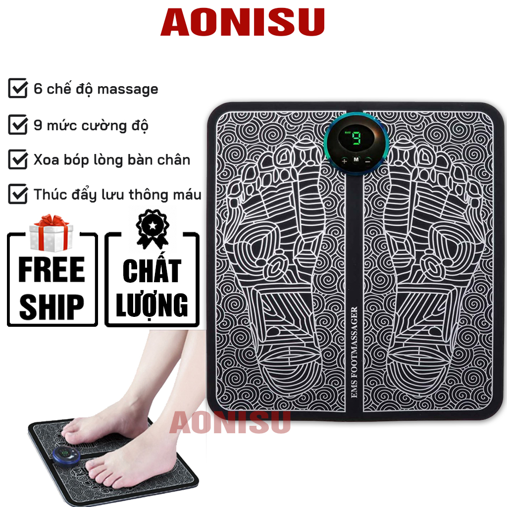Thảm massage chân ems giúp lưu thông khí huyết, chăm sóc sức khỏe - thảm mát xa chân dụng cụ massage chân màn hình kỹ thuật số , pin sạc aonisu
