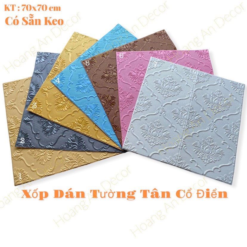 Xốp dán tường 3D họa tiết tân cổ điển phong cách Vintage, kích thước 70x70 cm, hàng nhập khẩu cao cấp