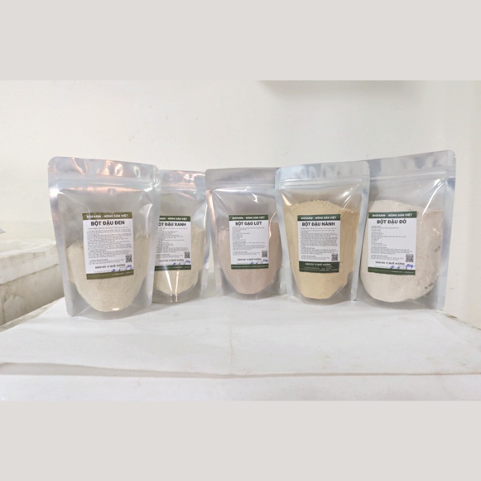 Combo 250g bột đậu nành+ 250g bột đậu xanh+ 250g bột đậu đen+ 250g bột đậu đỏ+ 250g bột gạo lứt nguyên chất Bigfarm