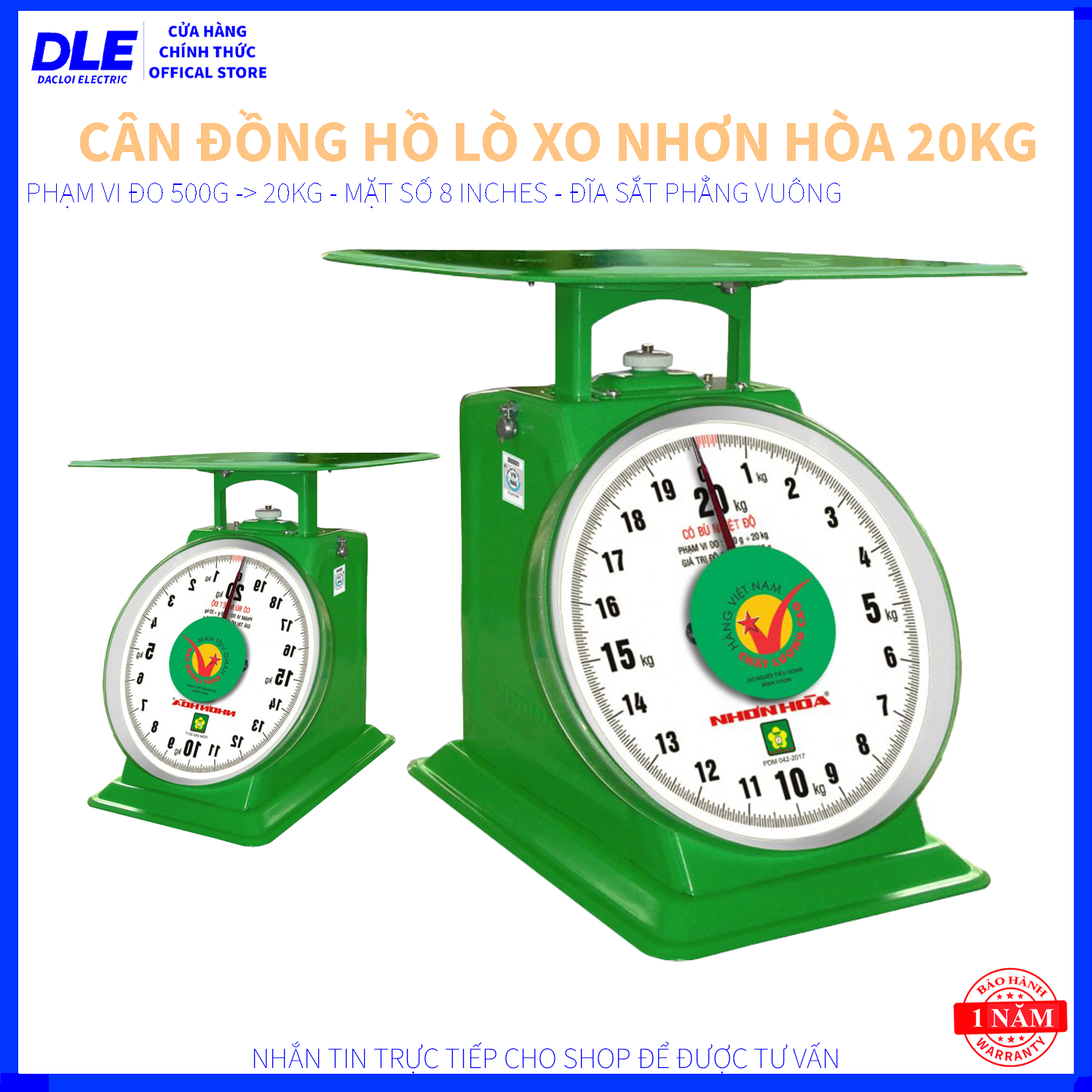 [HÀNG CHUẨN] Cân Đồng Hồ LÒ XO Nhơn Hòa 20Kg - CĐH 20